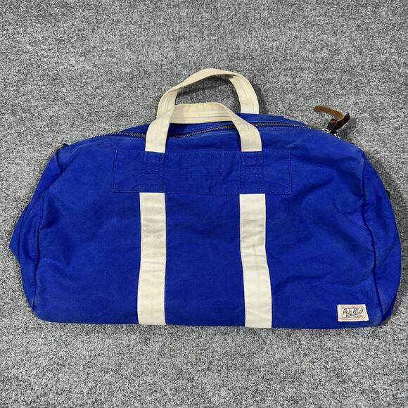 Vintage Polo Ralph Lauren Duffel Bag Bulldog Letterman Blue - Picture 7 of 13